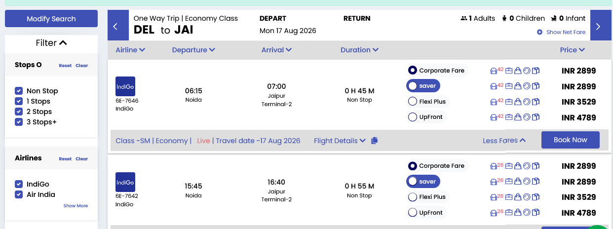 FareFix flight results alternative